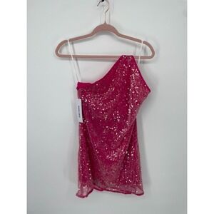 Princess Polly Lyria Mini Dress Women's 6 Hot Pink Sequin Detail Halter Neck NWT